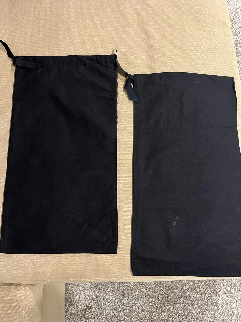 CHANEL Pair of Black Fabric Dust Bags with CHANEL white printed Logo